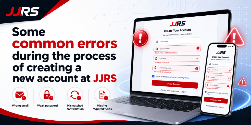Some common errors during the process of creating a new account at JJRS
